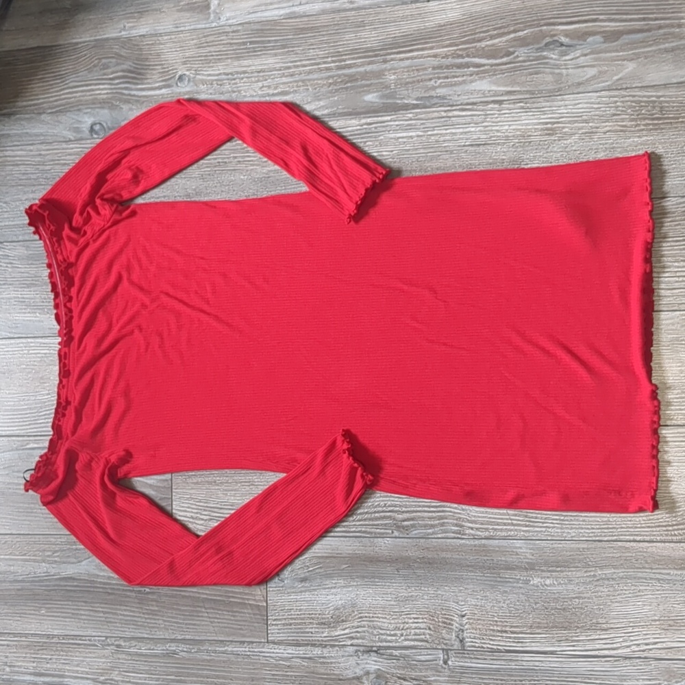 5/$25 H&M Red Ribbed Off the Shoulder Bodycon Dress Size 2